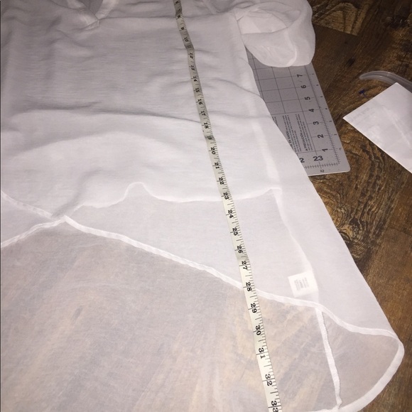 ChaCha Vente size large semi sheer mock wrap hi low convertible sleeves flowy - Picture 7 of 13